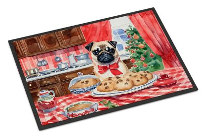Pug Christmas Cookies Doormat Front Door Mat Indoor Outdoor Rugs for Entryway, Non Slip Washable Low Pile, 18H X 27W -L