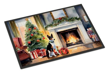 Basenji Cozy Christmas Doormat Front Door Mat Indoor Outdoor Rugs for Entryway, Non Slip Washable Low Pile, 18H X 27W -G