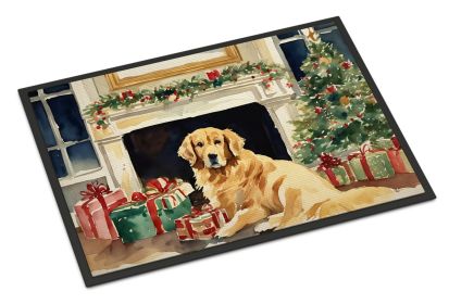 Golden Retriever Cozy Christmas Doormat Front Door Mat Indoor Outdoor Rugs for Entryway, Non Slip Washable Low Pile, 18H X 27W -B
