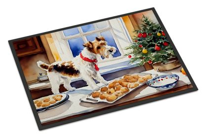 Wire Fox Terrier Christmas Cookies Doormat Front Door Mat Indoor Outdoor Rugs for Entryway, Non Slip Washable Low Pile, 18H X 27W -I