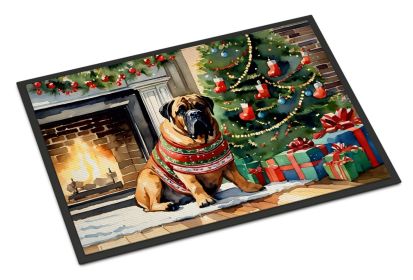 Bullmastiff Cozy Christmas Doormat Front Door Mat Indoor Outdoor Rugs for Entryway, Non Slip Washable Low Pile, 18H X 27W -E