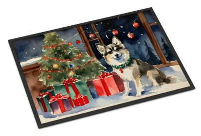 Alaskan Klee Kai Cozy Christmas Doormat Front Door Mat Indoor Outdoor Rugs for Entryway, Non Slip Washable Low Pile, 18H X 27W -E