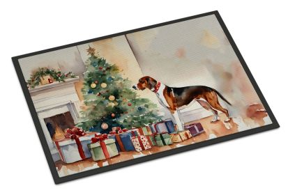 American English Coonhound Cozy Christmas Doormat Front Door Mat Indoor Outdoor Rugs for Entryway, Non Slip Washable Low Pile, 18H X 27W -H