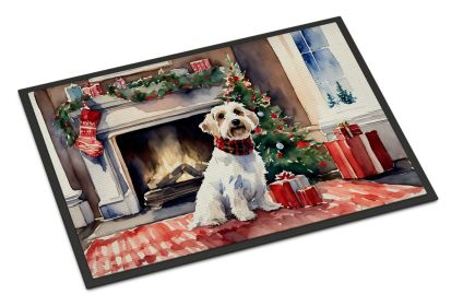 Sealyham Terrier Cozy Christmas Doormat Front Door Mat Indoor Outdoor Rugs for Entryway, Non Slip Washable Low Pile, 18H X 27W -G
