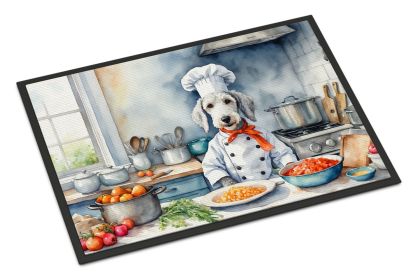 Bedlington Terrier The Chef Doormat Front Door Mat Indoor Outdoor Rugs for Entryway, Non Slip Washable Low Pile, 18H X 27W -E