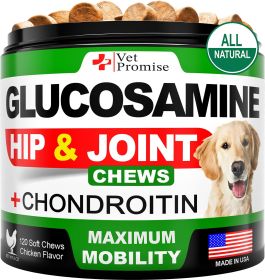 Glucosamine for Dogs Hip & Joint Supplement for Dogs Chondroitin for Dogs Dog Joint Pain Relief Treats with MSM Hemp 120 Mobility Chews
