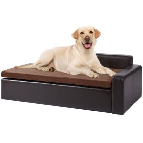 VEVOR Pet Sofa Dog Couch for Large-Sized Dogs & s Soft Leather Dog Sofa Bed 110 lbs Loading  Sofa Black