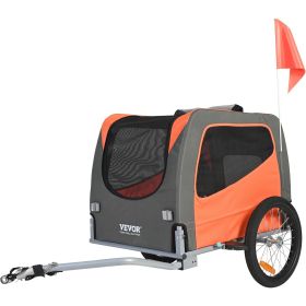 VEVOR Dog Bike Trailer up to 66 lbs Cart Bicycle Carrier Easy Folding Frame Quick Release Wheels Universal Bicycle Coupler Collapsible Orange/Gray