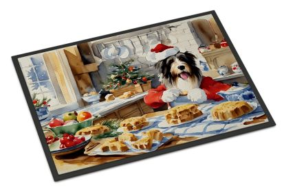Bearded Collie Christmas Cookies Doormat Front Door Mat Indoor Outdoor Rugs for Entryway, Non Slip Washable Low Pile, 24H X 36W -J