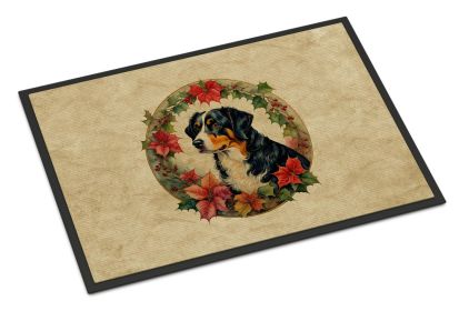 Appenzeller Sennenhund Christmas Flowers Doormat Front Door Mat Indoor Outdoor Rugs for Entryway, Non Slip Washable Low Pile, 24H X 36W -L