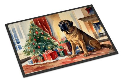 Mastiff Cozy Christmas Doormat Front Door Mat Indoor Outdoor Rugs for Entryway, Non Slip Washable Low Pile, 24H X 36W -M
