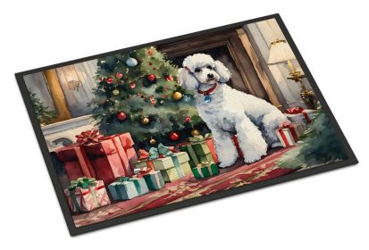 Poodle Cozy Christmas Doormat Front Door Mat Indoor Outdoor Rugs for Entryway, Non Slip Washable Low Pile, 24H X 36W -K