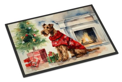 Irish Terrier Cozy Christmas Doormat Front Door Mat Indoor Outdoor Rugs for Entryway, Non Slip Washable Low Pile, 24H X 36W -B