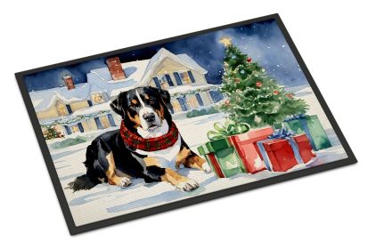 Entlebucher Mountain Dog Cozy Christmas Doormat Front Door Mat Indoor Outdoor Rugs for Entryway, Non Slip Washable Low Pile, 24H X 36W -L