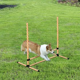 6 Piece Dog Agility Training Equipment with Hurdle Bag and Whistle, Orange and White-L