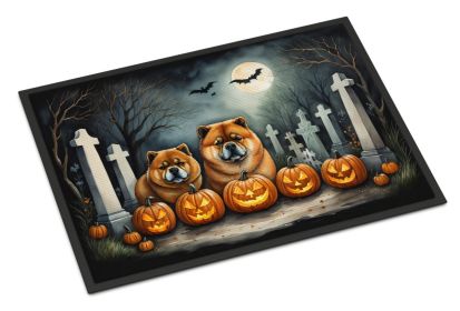 Chow Chow Spooky Halloween Doormat Front Door Mat Indoor Outdoor Rugs for Entryway, Non Slip Washable Low Pile, 24H X 36W -C