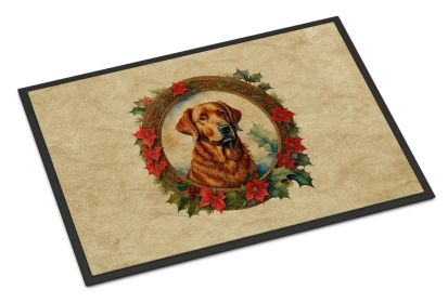 Chesapeake Bay Retriever Christmas Flowers Doormat Front Door Mat Indoor Outdoor Rugs for Entryway, Non Slip Washable Low Pile, 24H X 36W -J