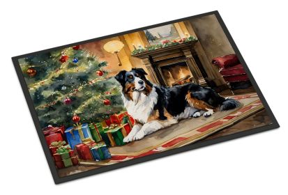 Australian Shepherd Cozy Christmas Doormat Front Door Mat Indoor Outdoor Rugs for Entryway, Non Slip Washable Low Pile, 24H X 36W -H