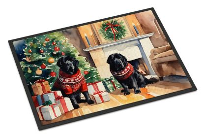 Tibetan Mastiff Cozy Christmas Doormat Front Door Mat Indoor Outdoor Rugs for Entryway, Non Slip Washable Low Pile, 24H X 36W -K