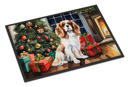 Cavalier Spaniel Cozy Christmas Doormat Front Door Mat Indoor Outdoor Rugs for Entryway, Non Slip Washable Low Pile, 24H X 36W -E