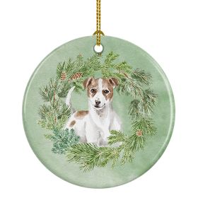 Jack Russell Terrier Chestnut & White Christmas Wreath Ceramic Ornament Christmas Tree Hanging Decorations for Home Christmas HolidayParty