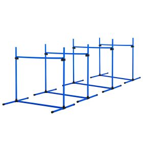 PawHut 4 Piece Dog Agility Starter Kit, Adjustable Jump Bars, Carry Bag, Blue-D