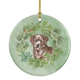 Labrador Retriever Chocolate Christmas Wreath Ceramic Ornament Christmas Tree Hanging Decorations for Home Christmas HolidayParty