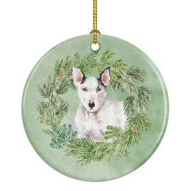 NEW Bull Terrier White Christmas Wreath Ceramic Ornament Christmas Tree Hanging Decorations for Home Christmas HolidayParty