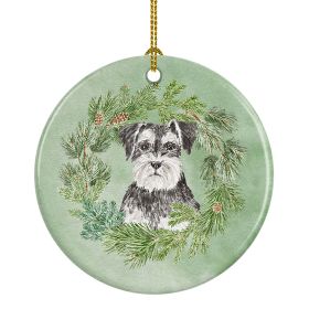 Schnauzer Black & Silver Christmas Wreath Ceramic Ornament Christmas Tree Hanging Decorations for Home Christmas HolidayParty