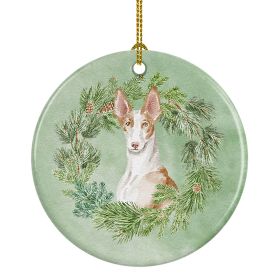 Ibizan Hound Sitting Proud Christmas Wreath Ceramic Ornament Christmas Tree Hanging Decorations for Home Christmas HolidayParty