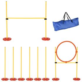 PawHut Dog Agility Training Equipment Set with Adjustable Weave Poles Jumping Ring High Jump Portable 3PCs-P