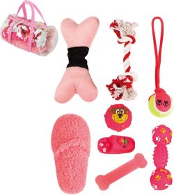 8 Piece Duffle Bag Pet Toy Set-Y