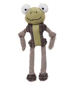 Pet Life Frog Mannequin Eco-Friendly Natural Jute Chew And Tug Plush Dog Toy-S