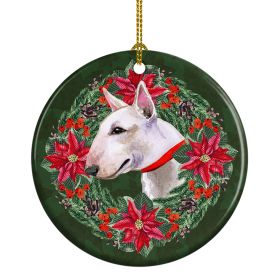 NEW Bull Terrier Poinsetta Wreath Ceramic Ornament Christmas Tree Hanging Decorations for Home Christmas HolidayParty