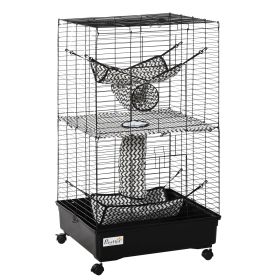 42" Ferret Cage W/ Wheels Brakes Hammocks Black
