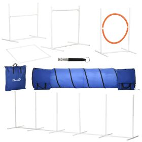 PawHut Dog Agility Training Equipment with 9.8' Tunnel & Canine Whistle Dog Obstacle Course Dog Agility Tunnel, Agility Jumps, Weave Poles, 8-Piece-K