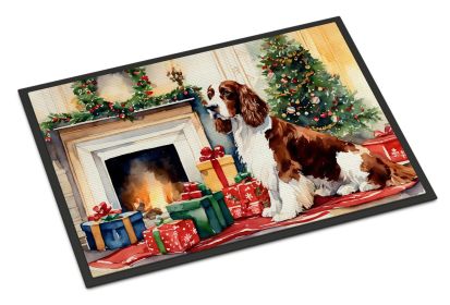 Welsh Springer Spaniel Cozy Christmas Doormat Front Door Mat Indoor Outdoor Rugs for Entryway, Non Slip Washable Low Pile, 18H X 27W -C
