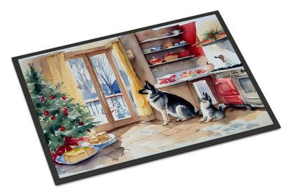 Norwegian Elkhound Christmas Cookies Doormat Front Door Mat Indoor Outdoor Rugs for Entryway, Non Slip Washable Low Pile, 18H X 27W -D