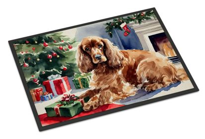Cocker Spaniel Cozy Christmas Doormat Front Door Mat Indoor Outdoor Rugs for Entryway, Non Slip Washable Low Pile, 18H X 27W -H