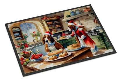 Basset Hound Christmas Cookies Doormat Front Door Mat Indoor Outdoor Rugs for Entryway, Non Slip Washable Low Pile, 18H X 27W -I