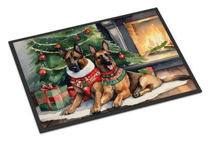 Belgian Malinois Cozy Christmas Doormat Front Door Mat Indoor Outdoor Rugs for Entryway, Non Slip Washable Low Pile, 18H X 27W -H