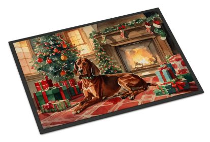 Redbone Coonhound Cozy Christmas Doormat Front Door Mat Indoor Outdoor Rugs for Entryway, Non Slip Washable Low Pile, 18H X 27W -F