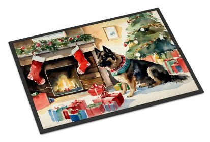 Norwegian Buhund Cozy Christmas Doormat Front Door Mat Indoor Outdoor Rugs for Entryway, Non Slip Washable Low Pile, 18H X 27W -C