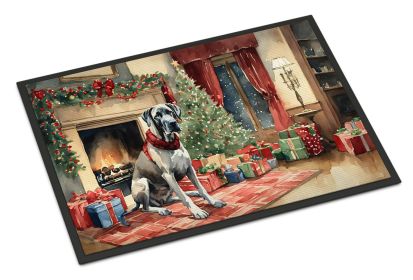 Great Dane Cozy Christmas Doormat Front Door Mat Indoor Outdoor Rugs for Entryway, Non Slip Washable Low Pile, 18H X 27W -G