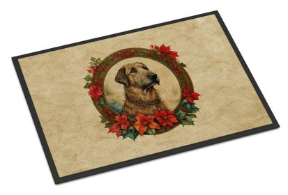 Irish Wolfhound Christmas Flowers Doormat Front Door Mat Indoor Outdoor Rugs for Entryway, Non Slip Washable Low Pile, 18H X 27W -H