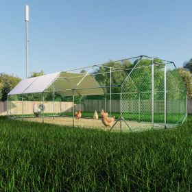 9.94 ft. x 25.68 ft. Galvanized Large Metal Walk in penCage Farm Poultry Run Hutch Hen House