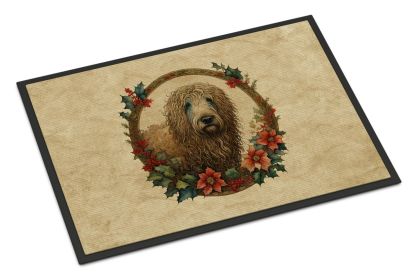 Komondor Christmas Flowers Doormat Front Door Mat Indoor Outdoor Rugs for Entryway, Non Slip Washable Low Pile, 18H X 27W -K