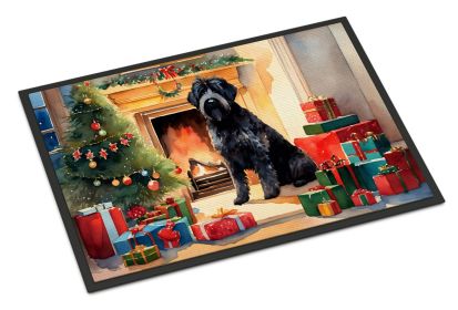 Bouvier des Flandres Cozy Christmas Doormat Front Door Mat Indoor Outdoor Rugs for Entryway, Non Slip Washable Low Pile, 18H X 27W -M