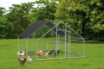 Large metal pen walk-in galvanized wire poultry with waterproof & UV protection cover for outdoor backyard & farm. 9.8' W x 13.1' L x 6.6' H