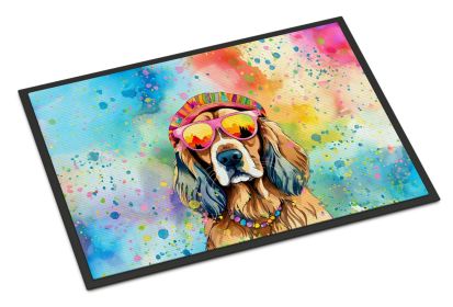 Cocker Spaniel Hippie Dawg Doormat Front Door Mat Indoor Outdoor Rugs for Entryway, Non Slip Washable Low Pile, 24H X 36W -K